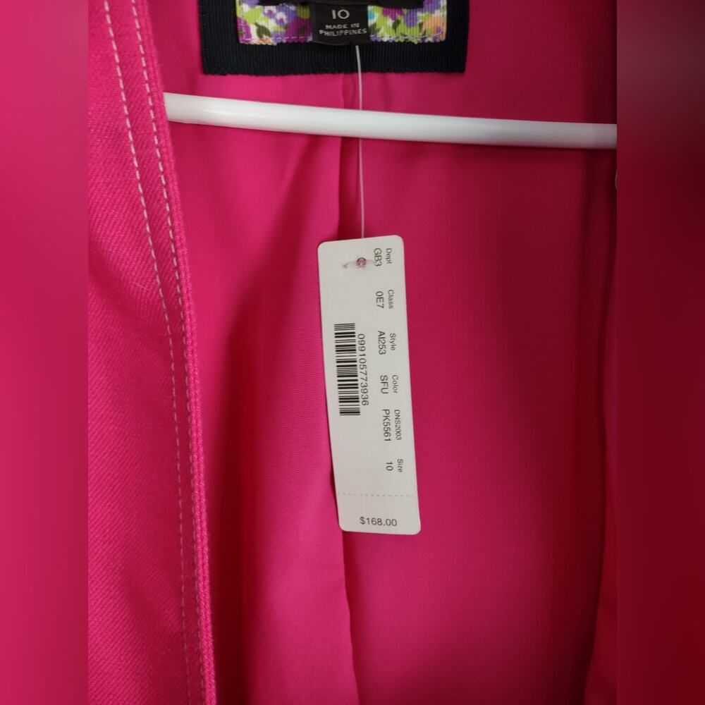 J. CREW Going Out Blazer Stretch Linen Blend Jacket Pink Open Front Sz 10 A1253 - Picture 13 of 14